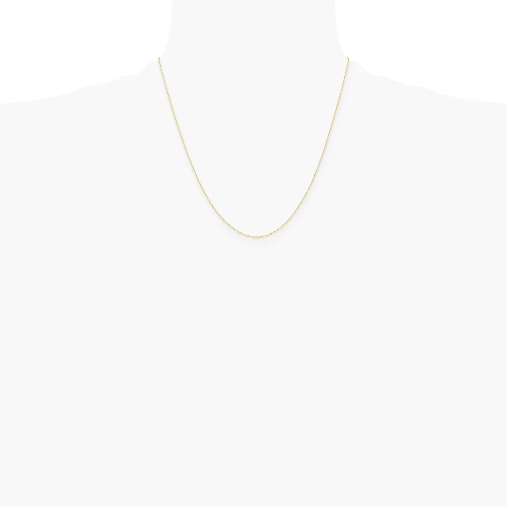 14K Yellow Gold .4 Mm Carded Cable Rope Chain Necklace 16″-24″