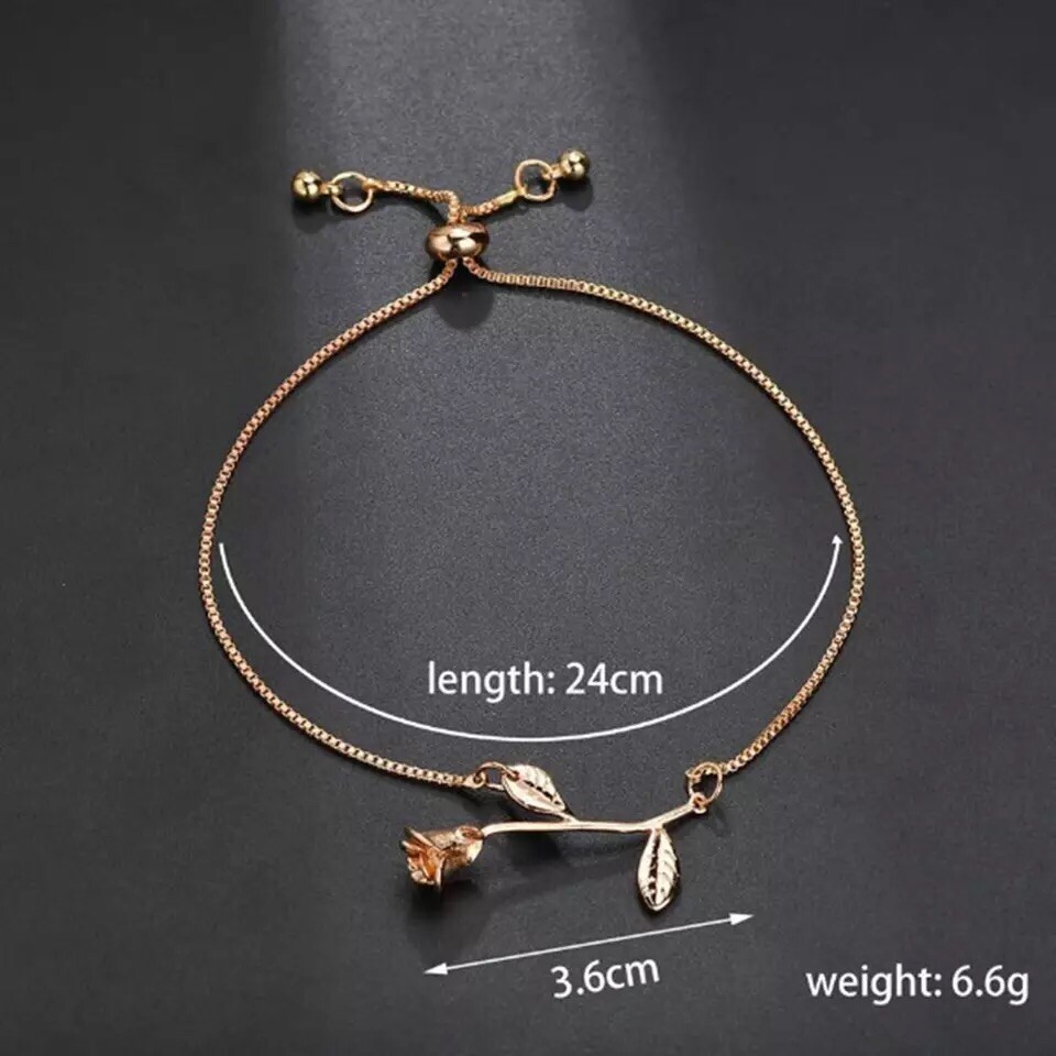 Rose flower Bracelet Bangle Silver/Gold /Rose Gold Charm B9 Mother’s Day Gift