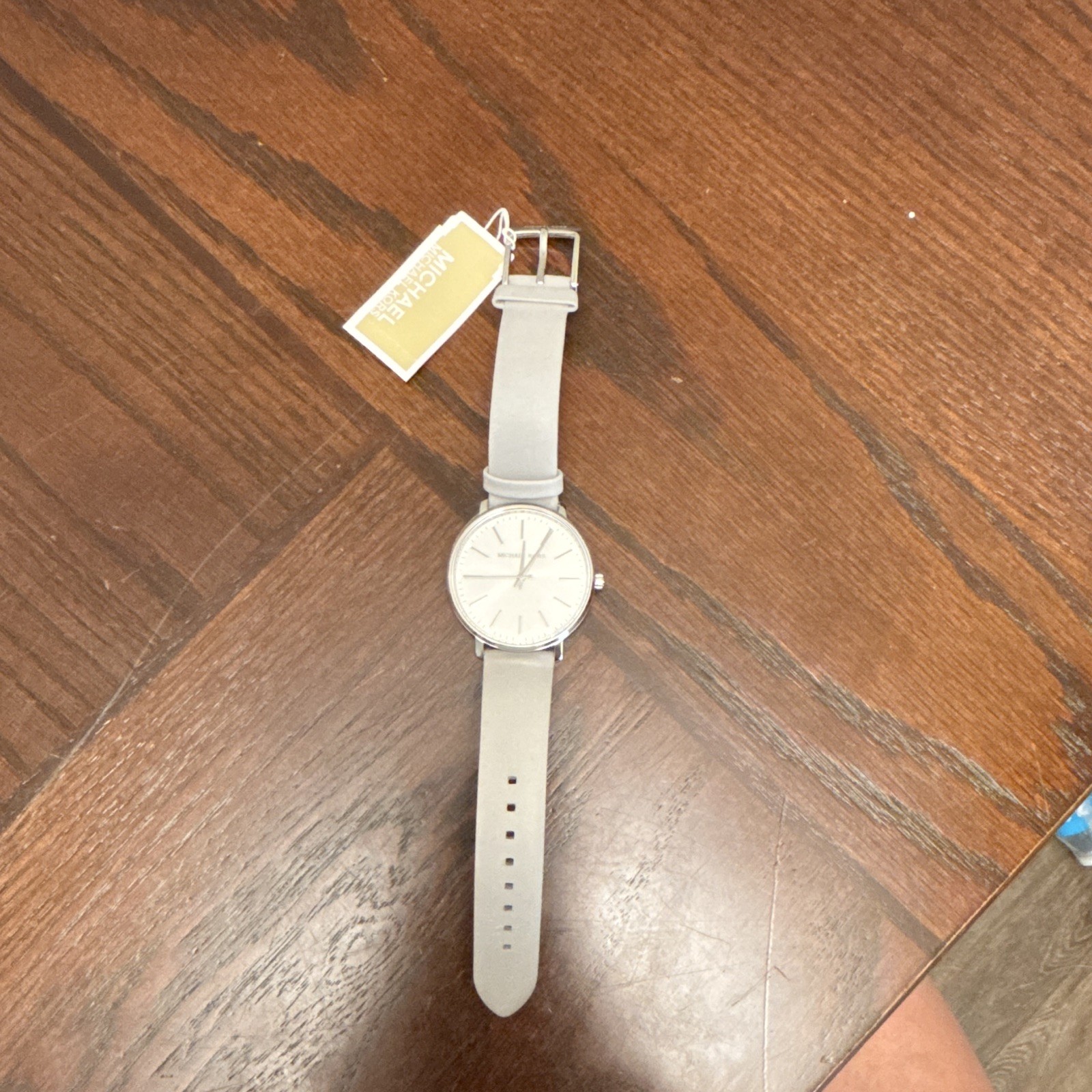 Michael Kors Women’s Analog Watch White Dial Gray Leather.