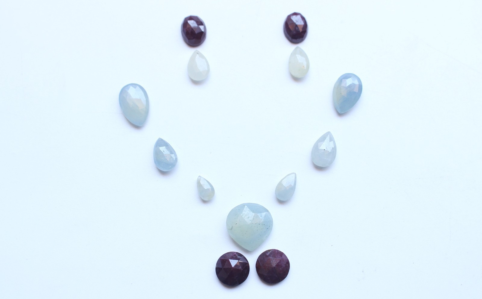 Ct.37.20 Natural Multi Sapphire & Ruby Rose Cut Faceted Cabochon Set Lot 7TO13MM