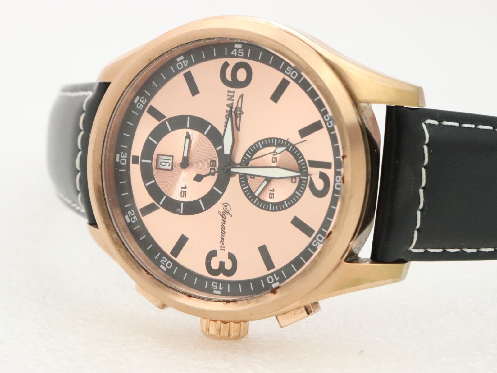 48mm Invicta 7418 Signature II Tritnite Watch Rose Gold Plate Chronograph Men