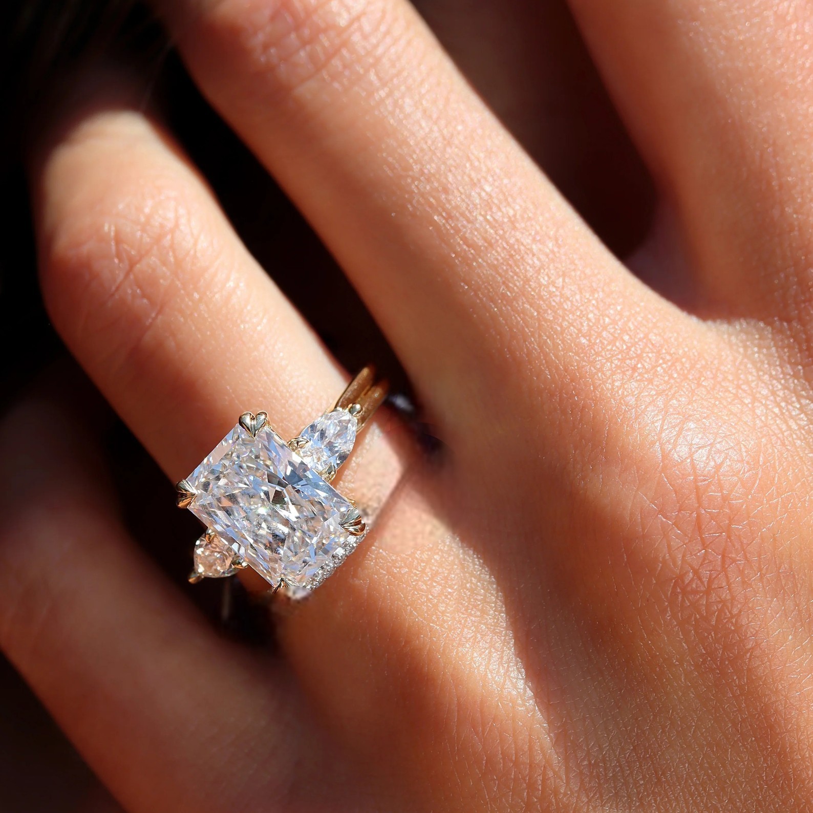 5.80 Ct Radiant IGI Certified Lab Grown Diamond Engagement Ring 14K Yellow Gold