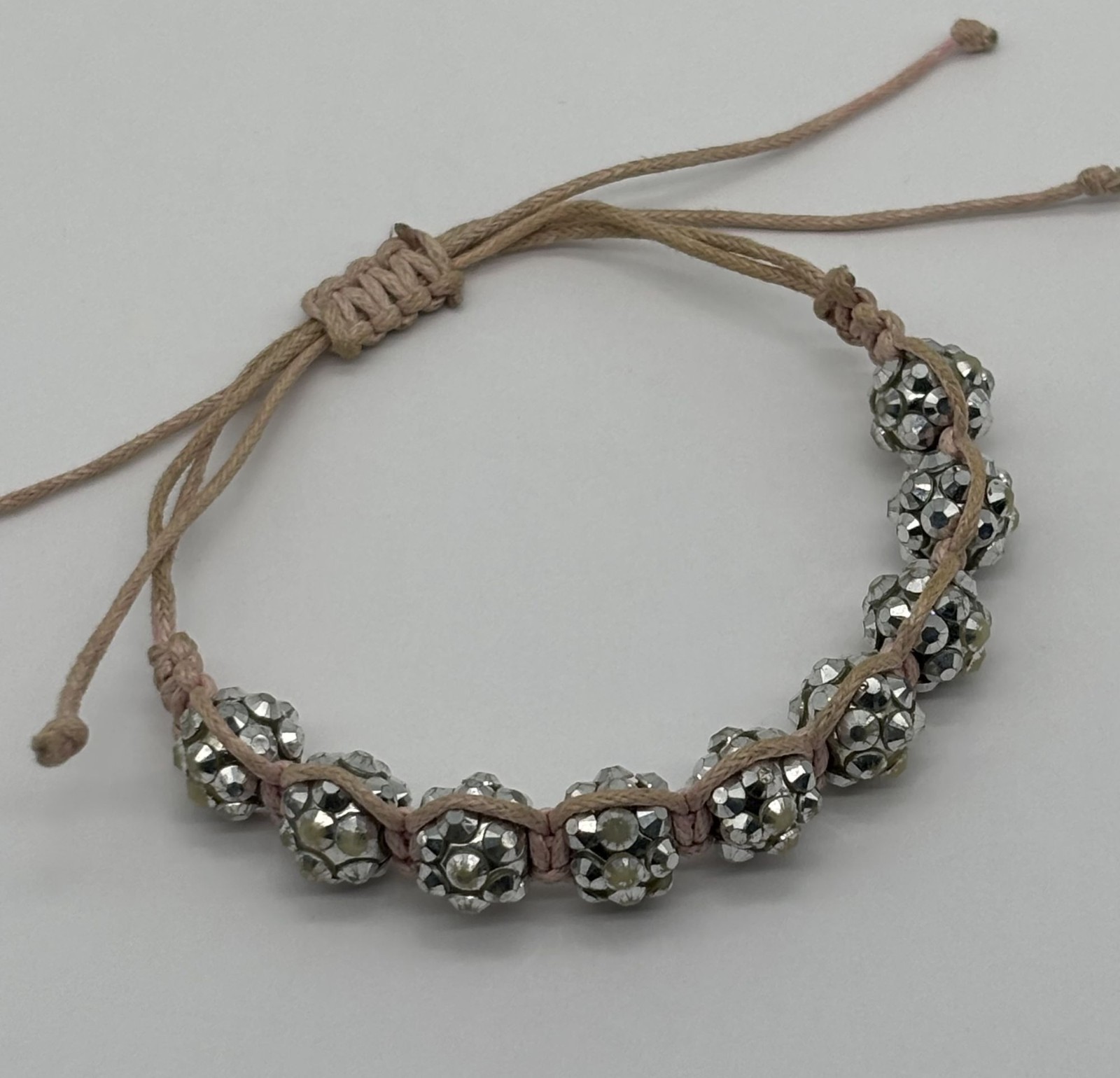 Lot of Three Bracelets Shamballa Slider Macrame Bolo-Style Adjustable Not Signed