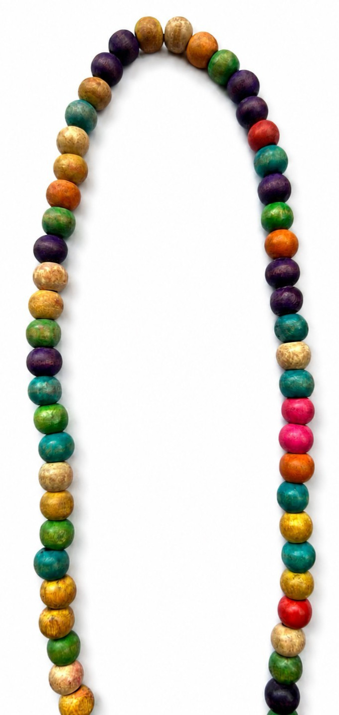 Boho Wooden Bead Necklace Coconut Shell Heart Pendant Handmade Hippie Jewelry