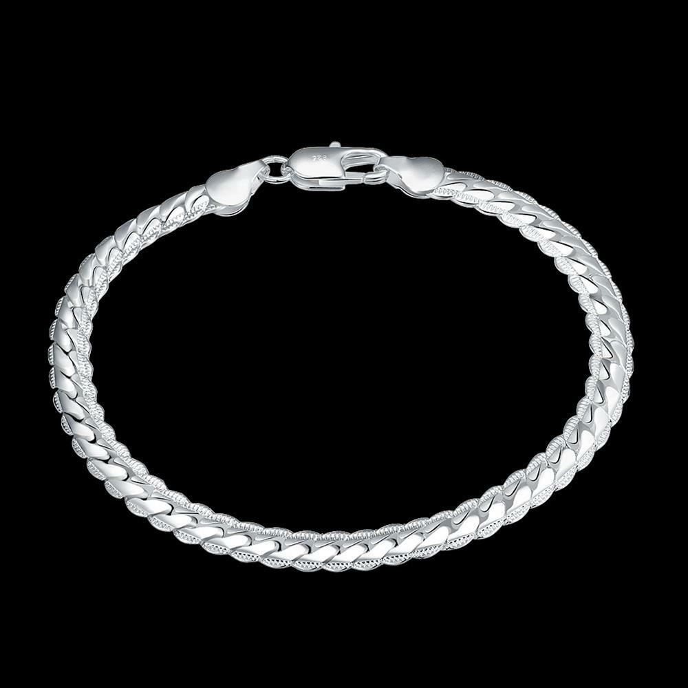 Women 925 Sterling Silver Link Snake Cahin Bracelet 8 Inches 6MM Lobster L61