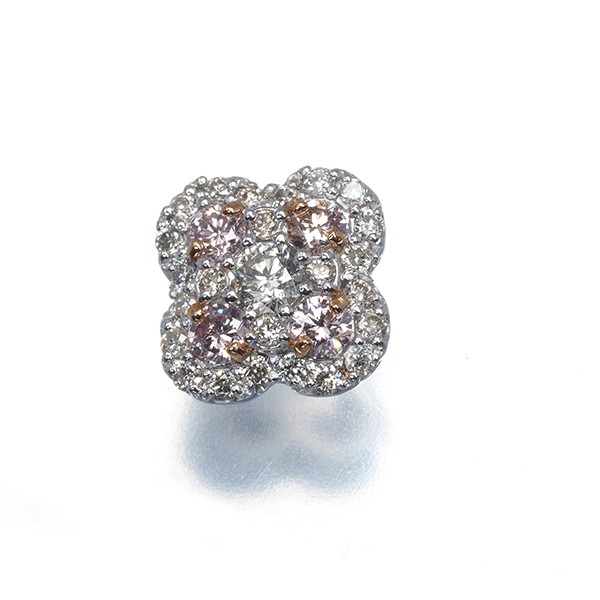 Pink &Clear Diamond 0.13ct/0.09ct Paved Pendant 900 Platinum