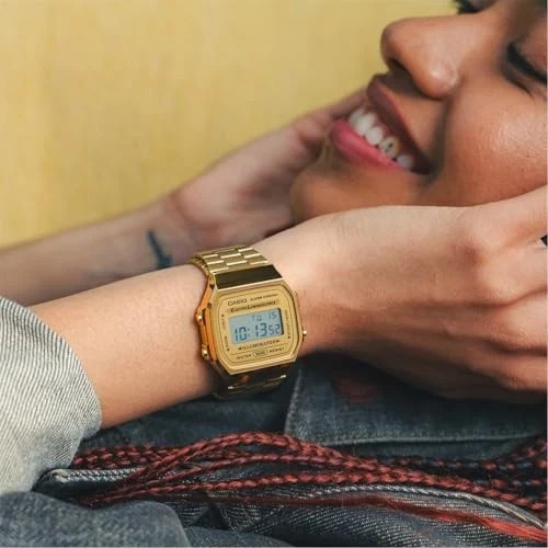Casio Vintage A168WG-9WDF Illuminator Unisex Gold Digital Alarm Watch A168WG9W