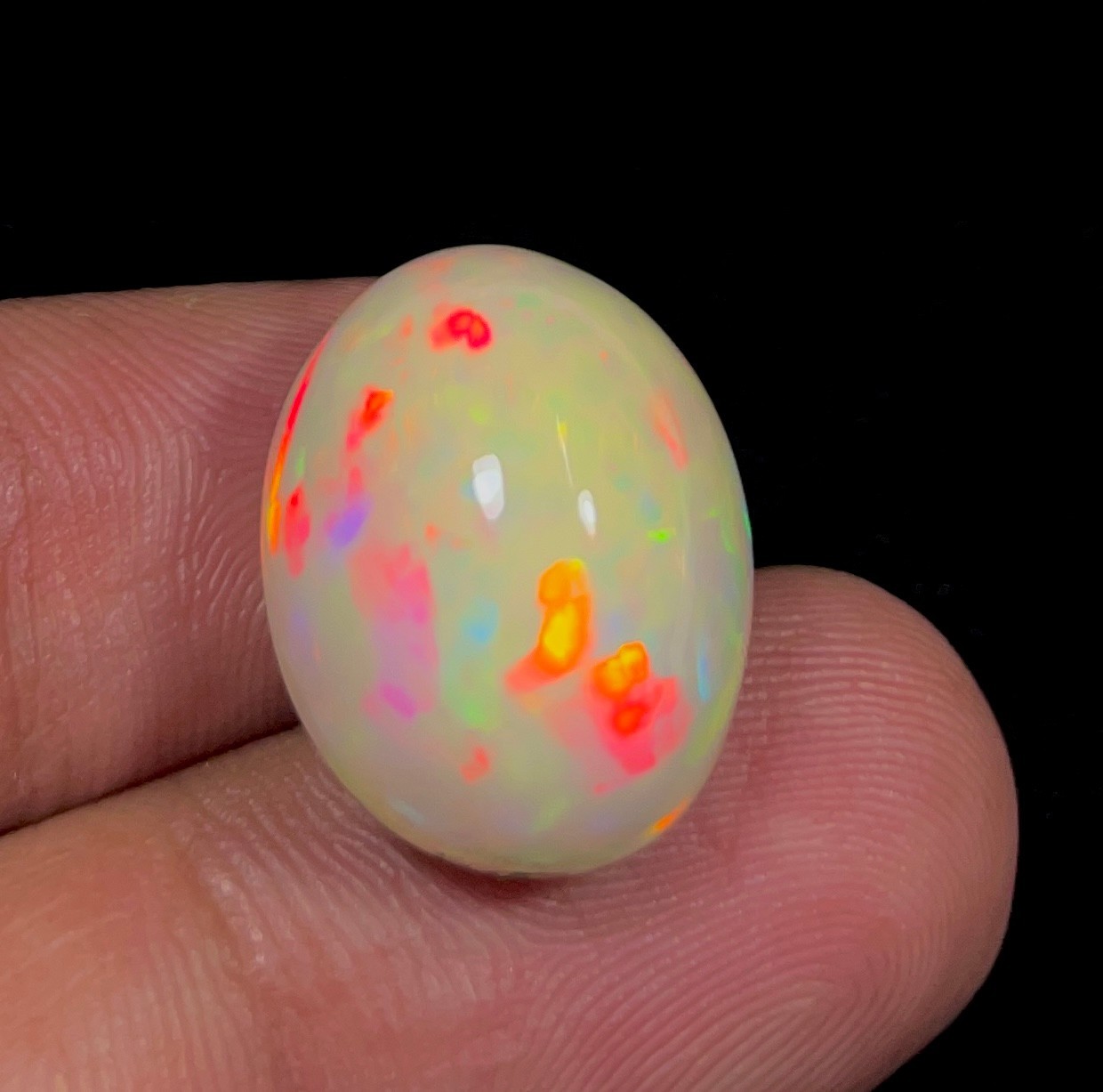 11.70 Ct Natural Ethiopian Opal Multi Fire Opal Oval Cabochon Loose Gemstone