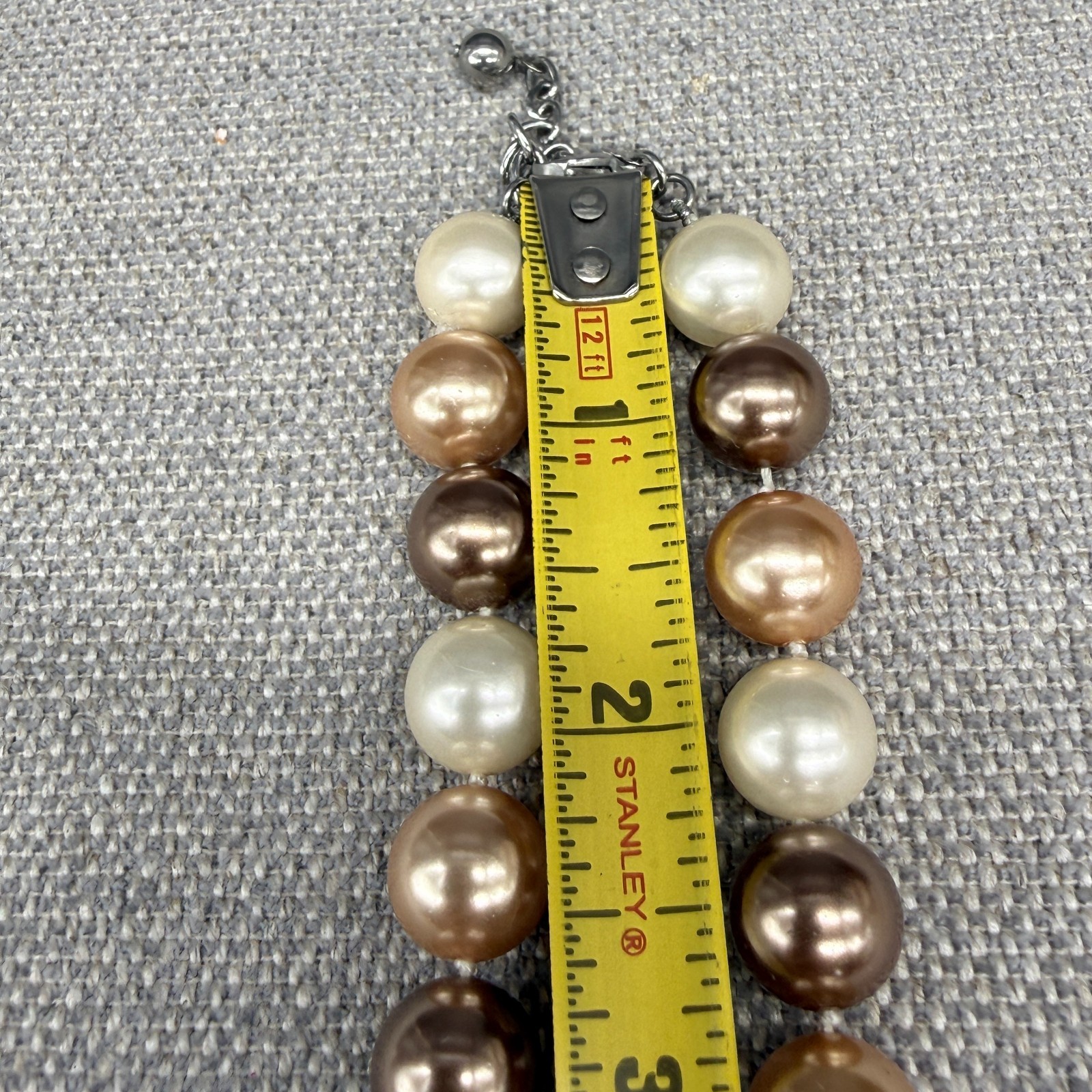 Vintage Necklace Glass Beads Cream Champagne Brown 16 Inches