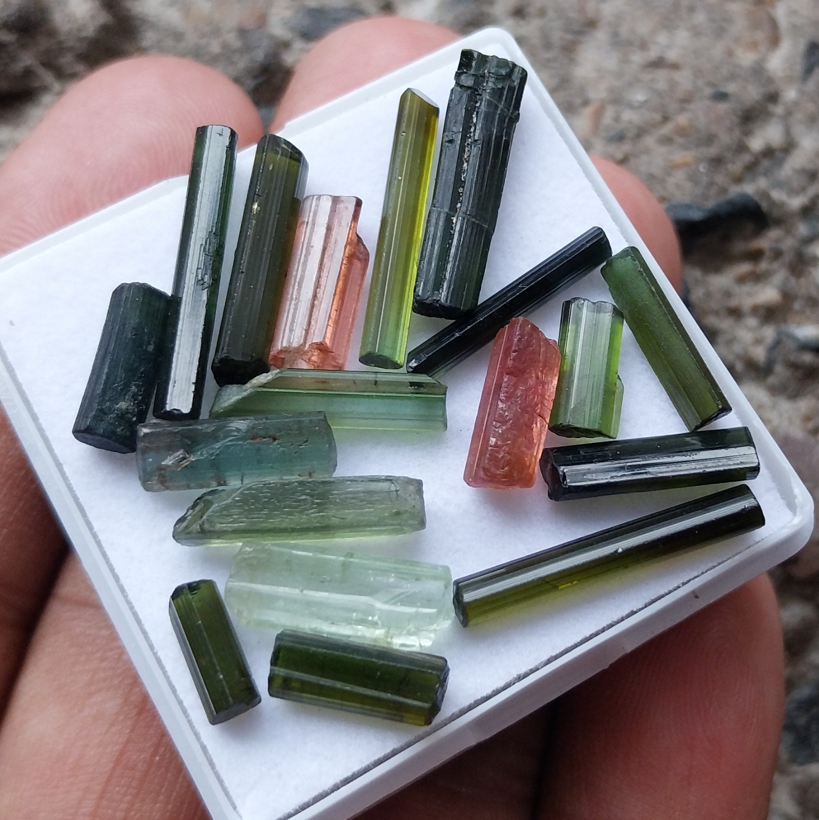 30 Carat Natural Multi Color Tourmaline Raw Rough Tube/Pencil 18 Piece Lot
