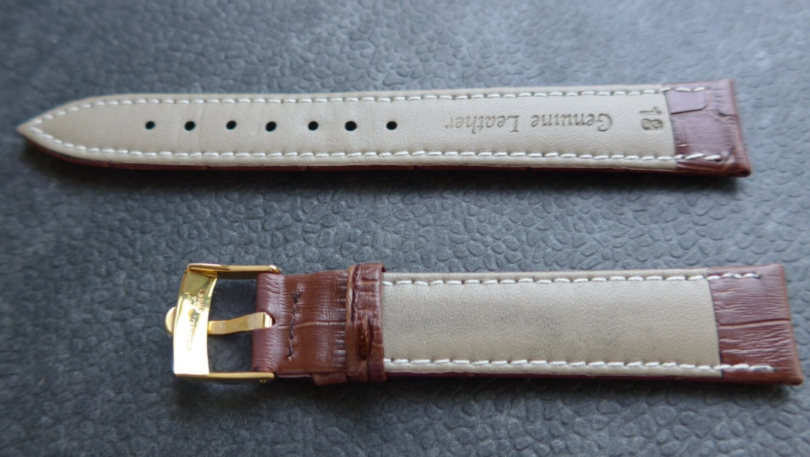 OMEGA goldplated Pin Buckle (NOS) with 0 23/32in Quality-leath., brown
