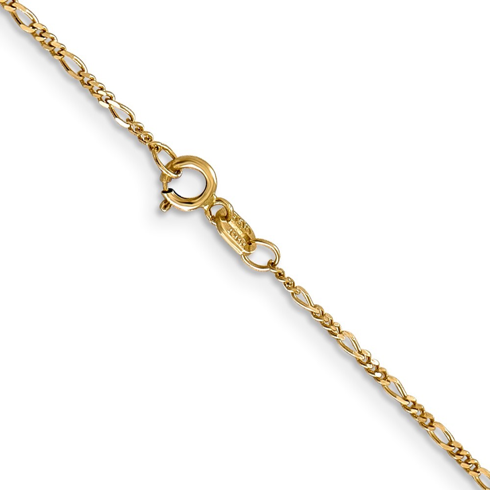 14k Yellow Gold 1.25mm Flat Figaro Link Chain Bracelet 7 Inch
