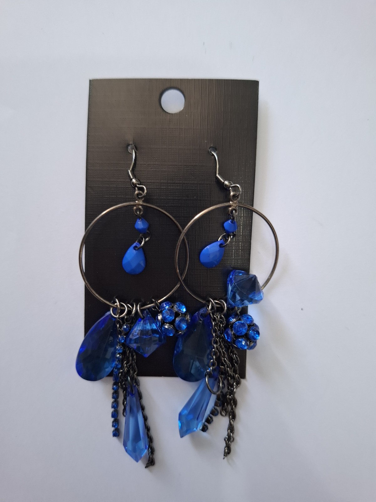 Blue Beaded Fashion Dangle Drop Earrings – Hook – New