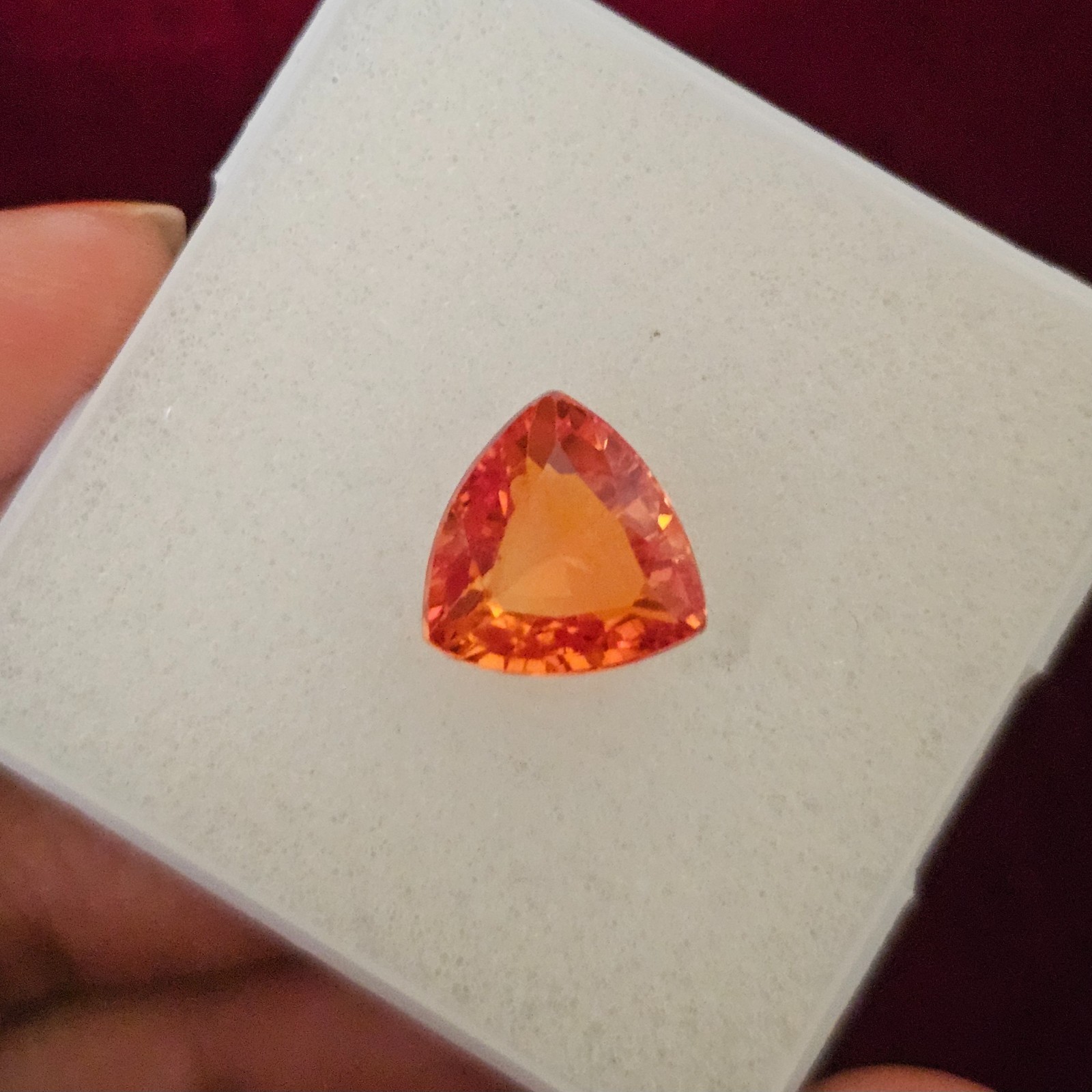 2 Pcs 14.40 Ct each Lab Created Orange Sapphire Trillion Cut Loose Gemstone