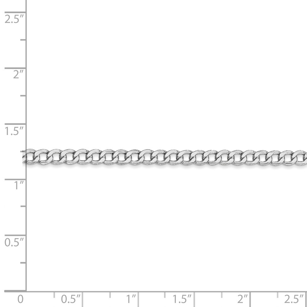 14k White Gold 3.35mm Semi-Solid Curb Link Chain Bracelet 8 Inch
