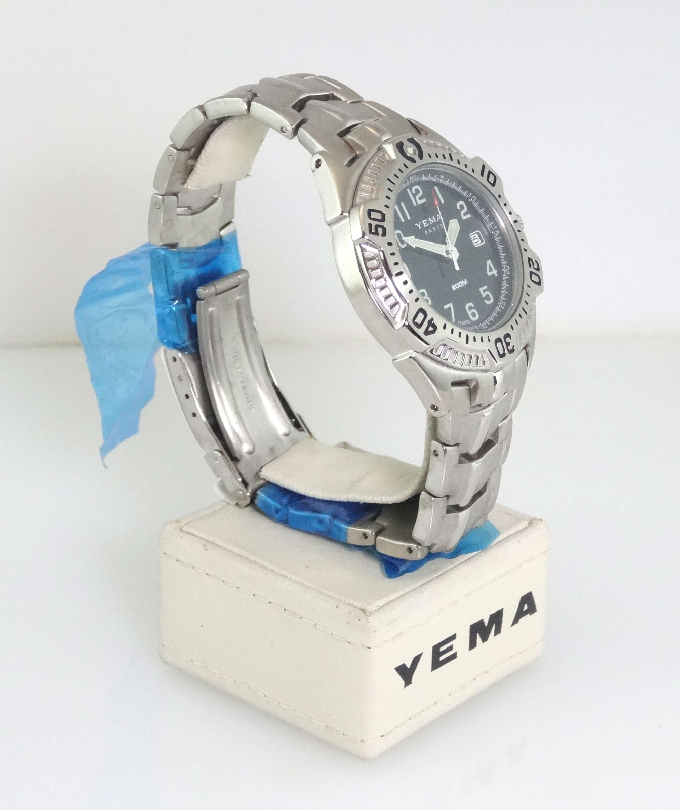 YEMA by Seiko YM-565 Men’s Silvertone Deep-Diver Quartz Watch NIB 20-ATM (200-M)