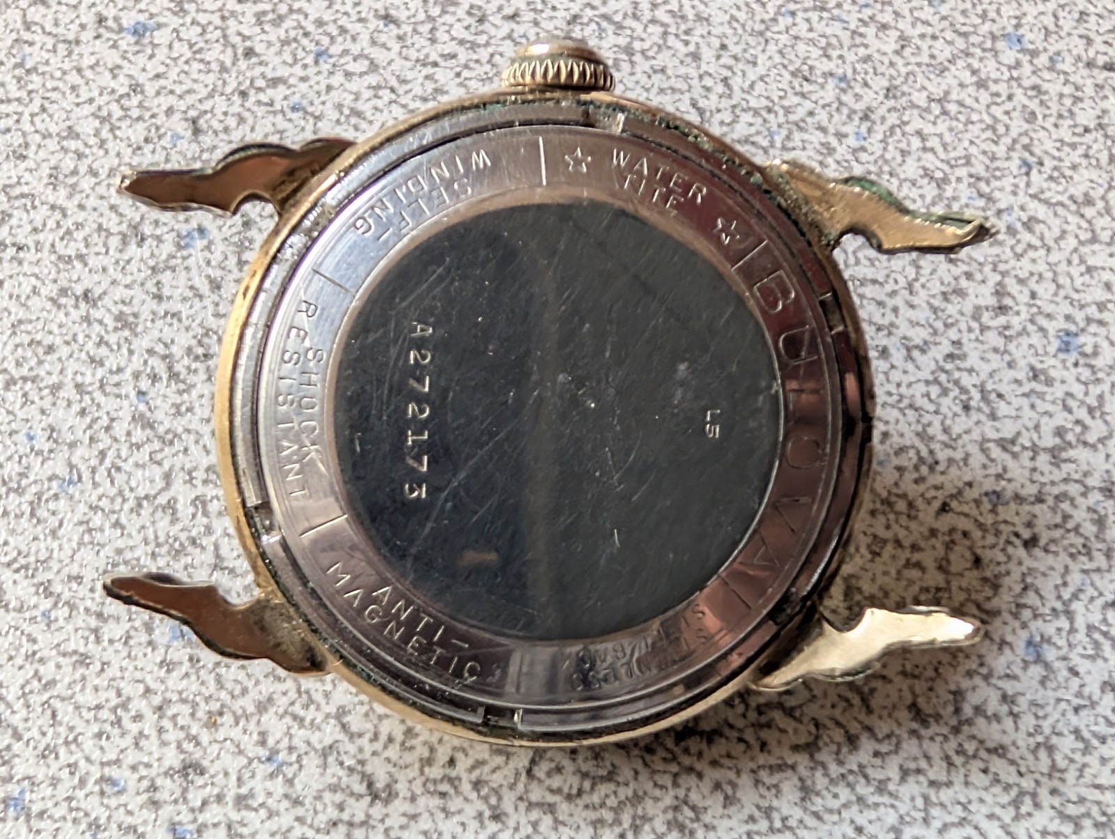 c1950’s BULOVA 23J 6 ADJUSTMENT SELF WINDING WATCH~KEEPS TIME REPAIR or PARTS