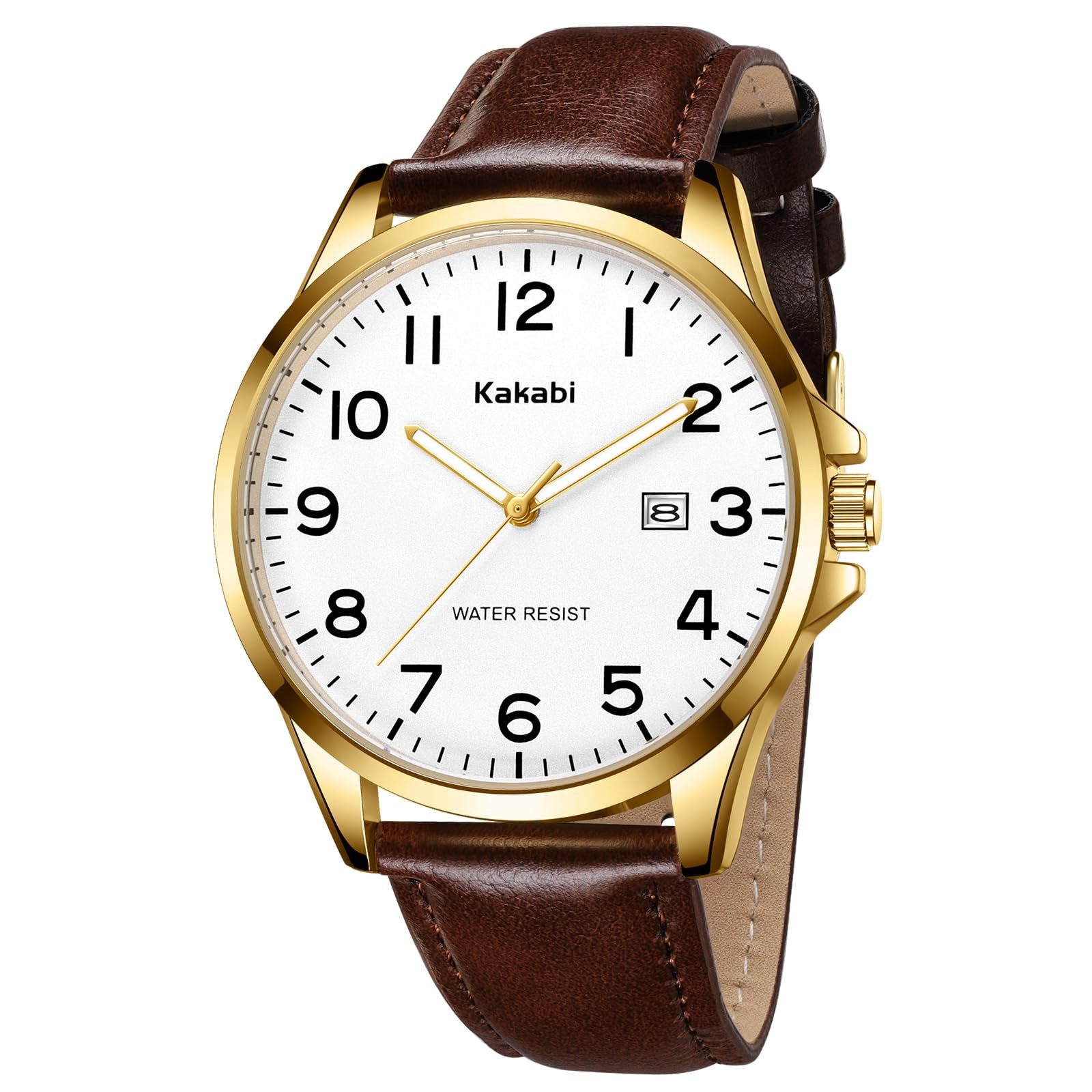 Kakabi Watch for Men, Fashion Minimalist Wrist 40MM, 01-BrownWhite