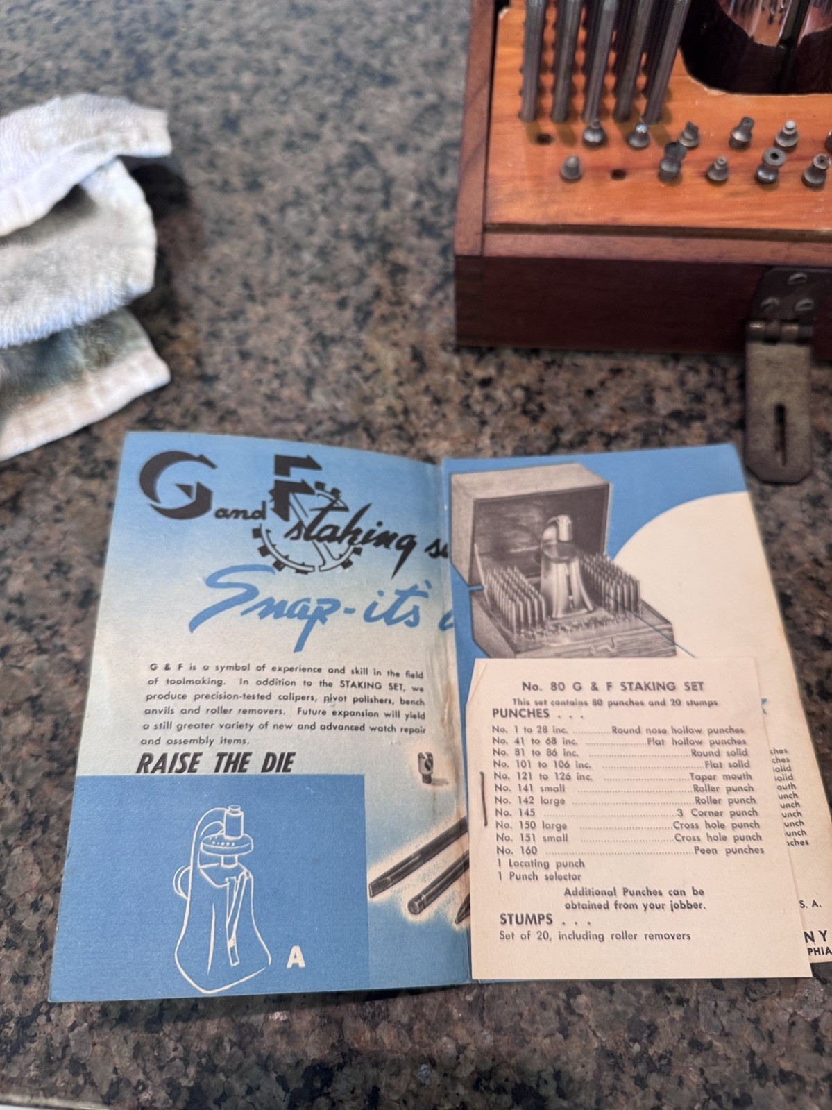 Vintage G & F Watch Staking Tool Set (G & F Manufacturing) incomplete set USA