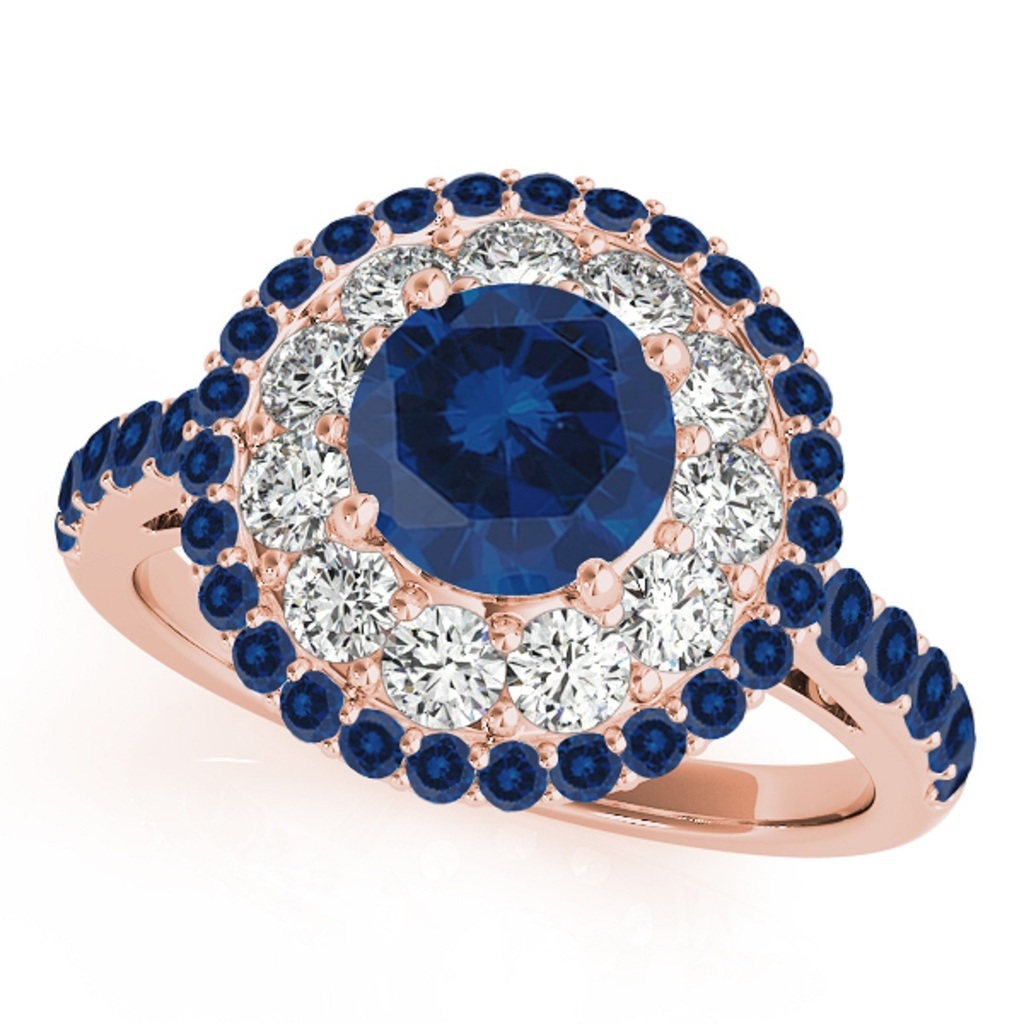 1.90 Carat Halo Sapphire-Diamond Engagement Ring In 10K Solid Gold