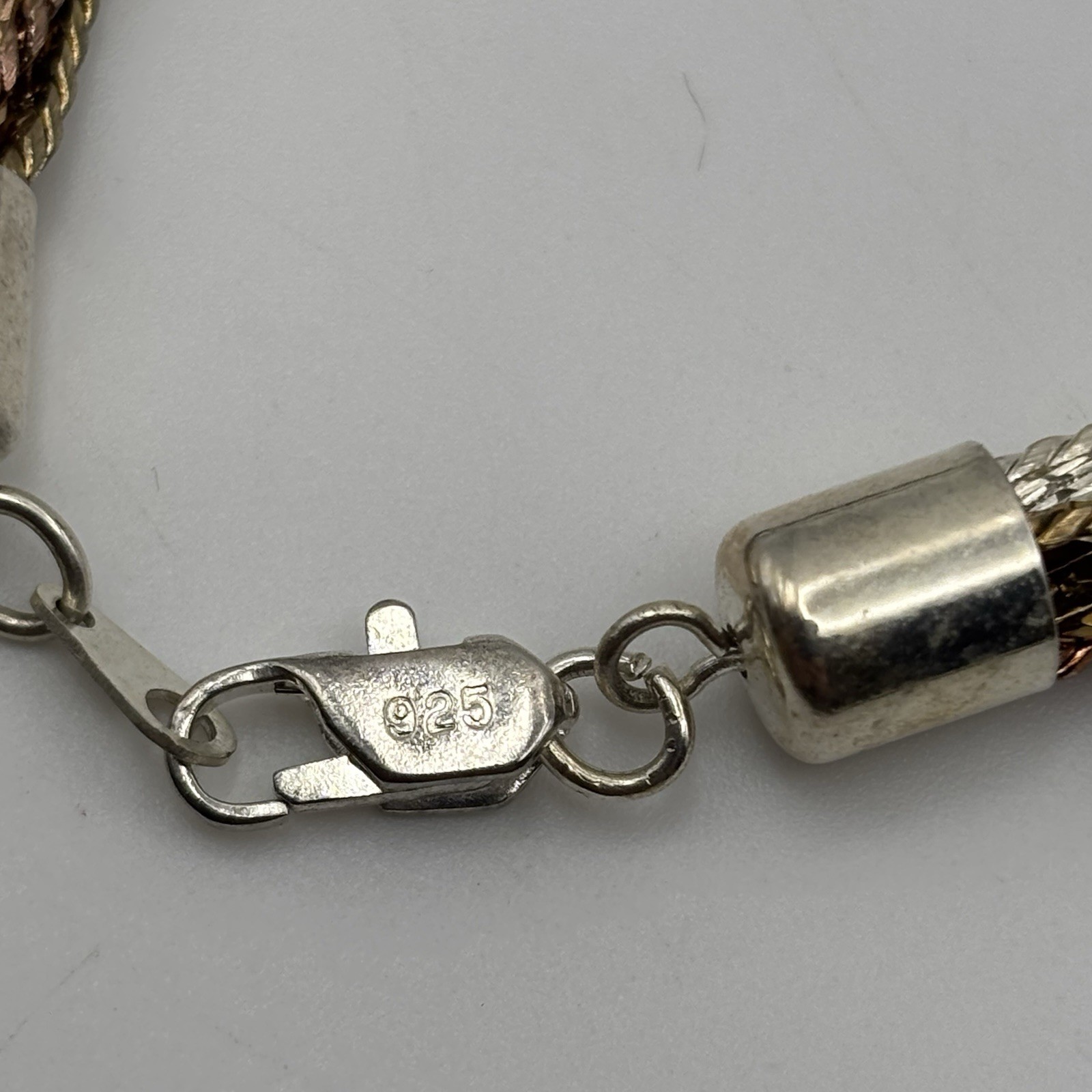 Vtg 925 Color Gold Silver Rose Braided Chain Necklace Bracelet Sterling Silver