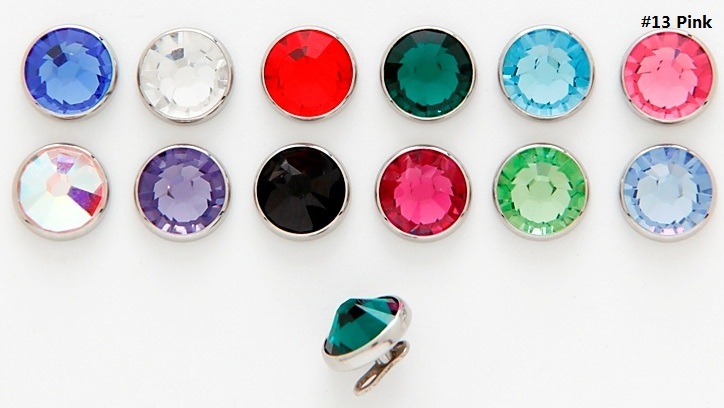 1pc 14g Super Size 8mm GEM CZ Stone Steel MICRO DERMAL ANCHOR HEAD Skin Piercing