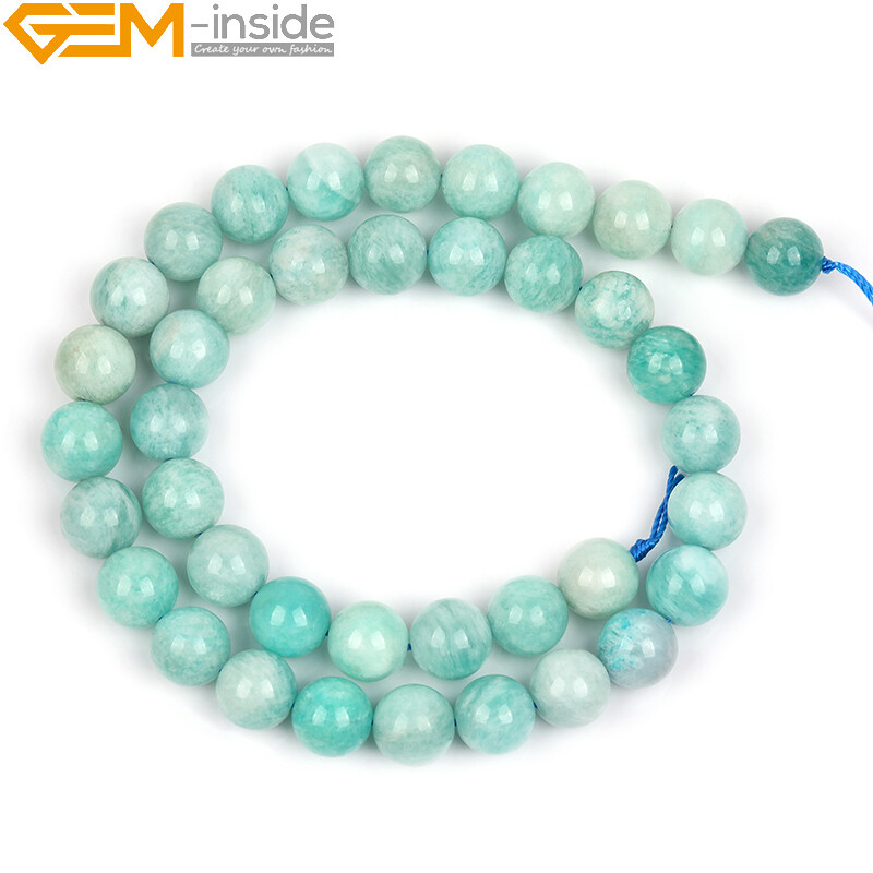 Round Natural African Blue Amazonite Gemstone Charm Beads For Jewelry Making 15″