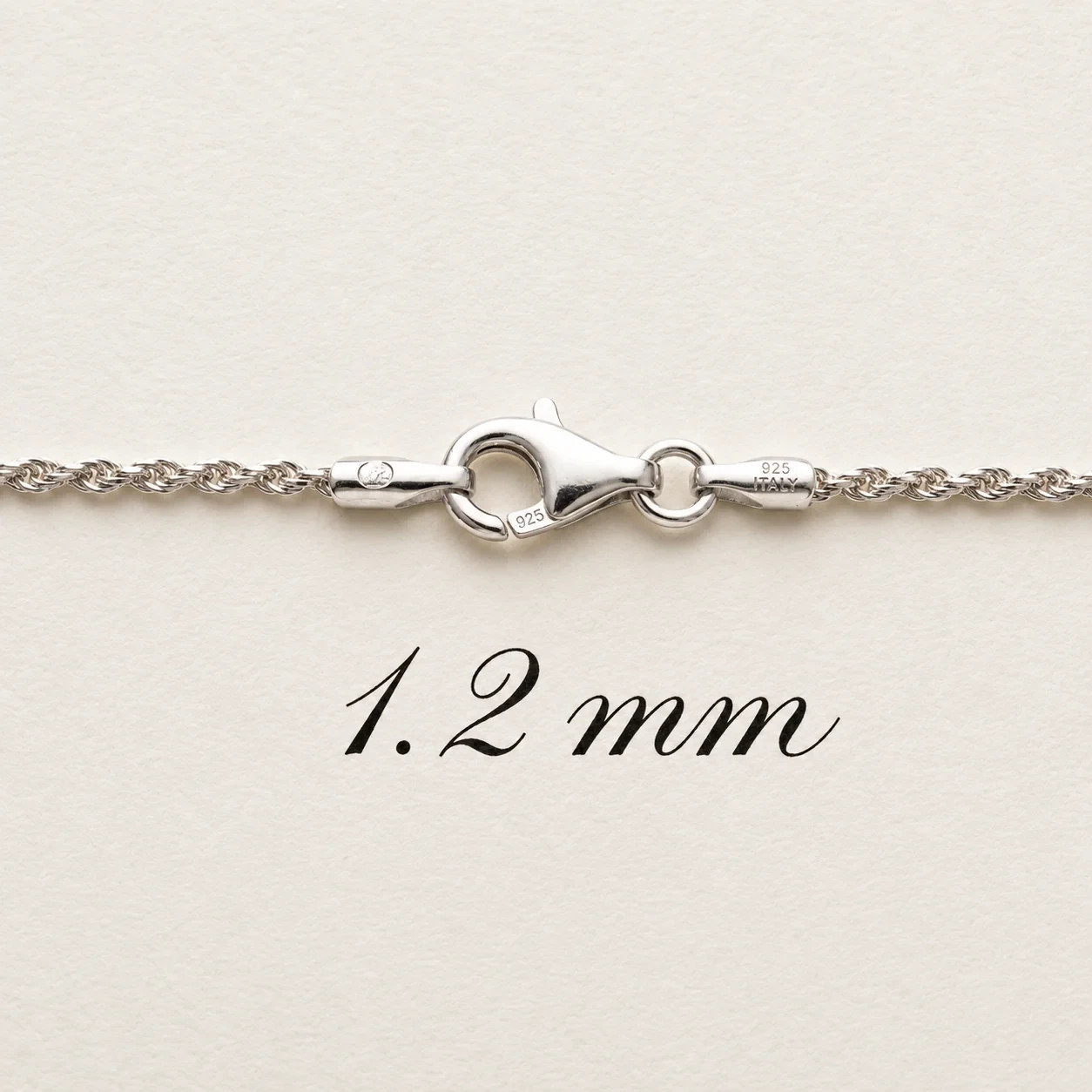 Diamond Cut Rope Chain Rhodium Plated 925 Sterling Silver Italy 18″ 20″ 22″ 24″