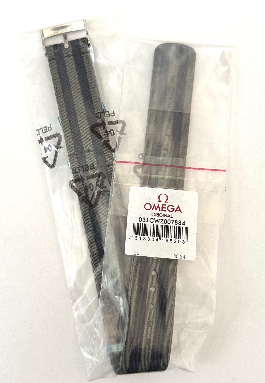Original Omega 20mm BLUE / GREY / GRAY Nylon Fabric Watch Band Strap