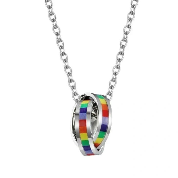 Interlocking Stainless Steel Pride Ring Necklace By Perimade & Co