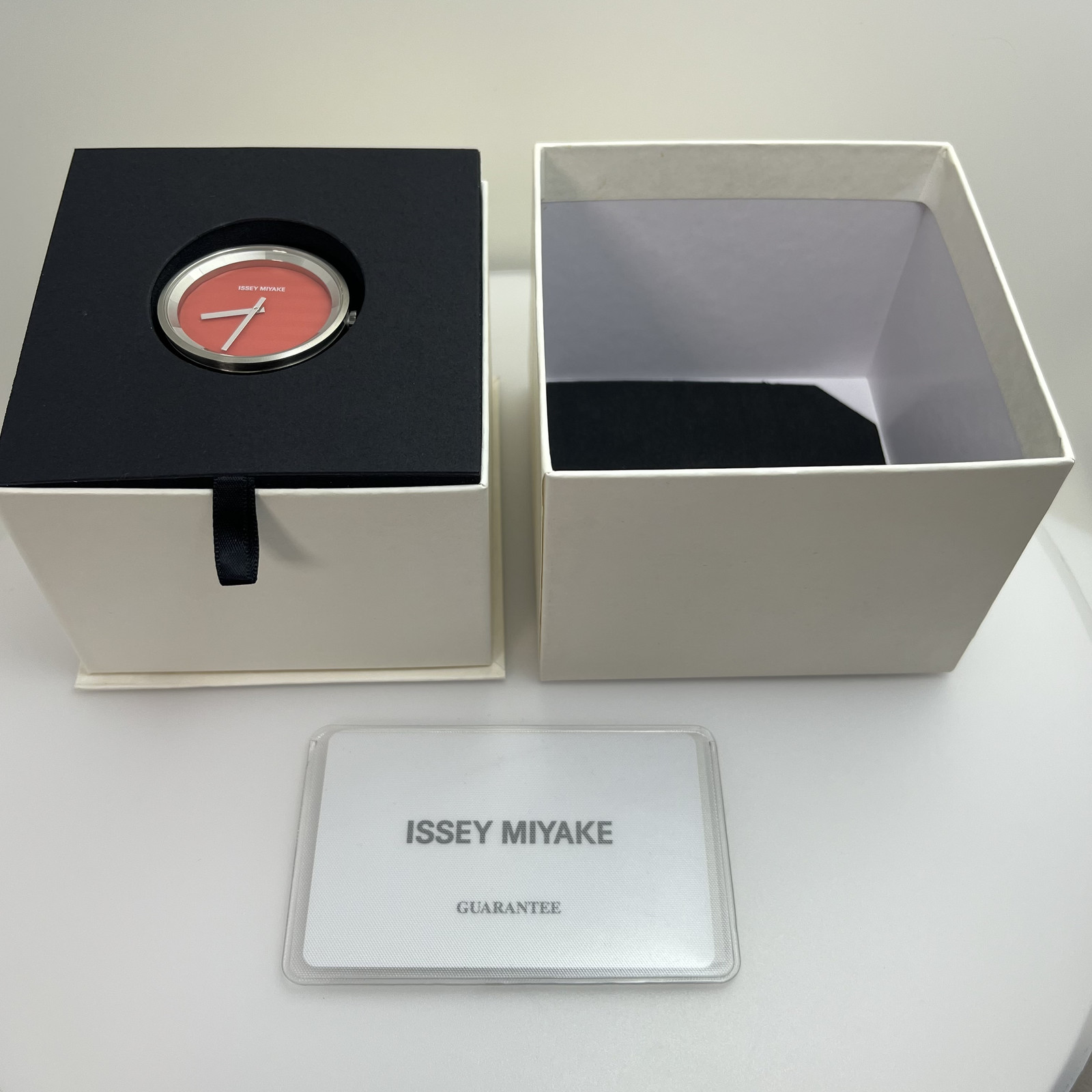 Rare SEIKO ISSEY MIYAKE Jasper Morrison Watch PLEASE Japan Orange Red w/Box#B855