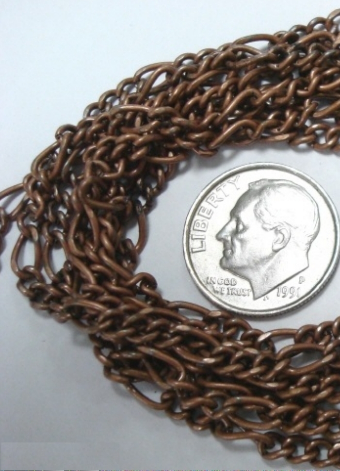 Figaro link chain bulk 5 feet length 6mm large link antique copper plated PCH013