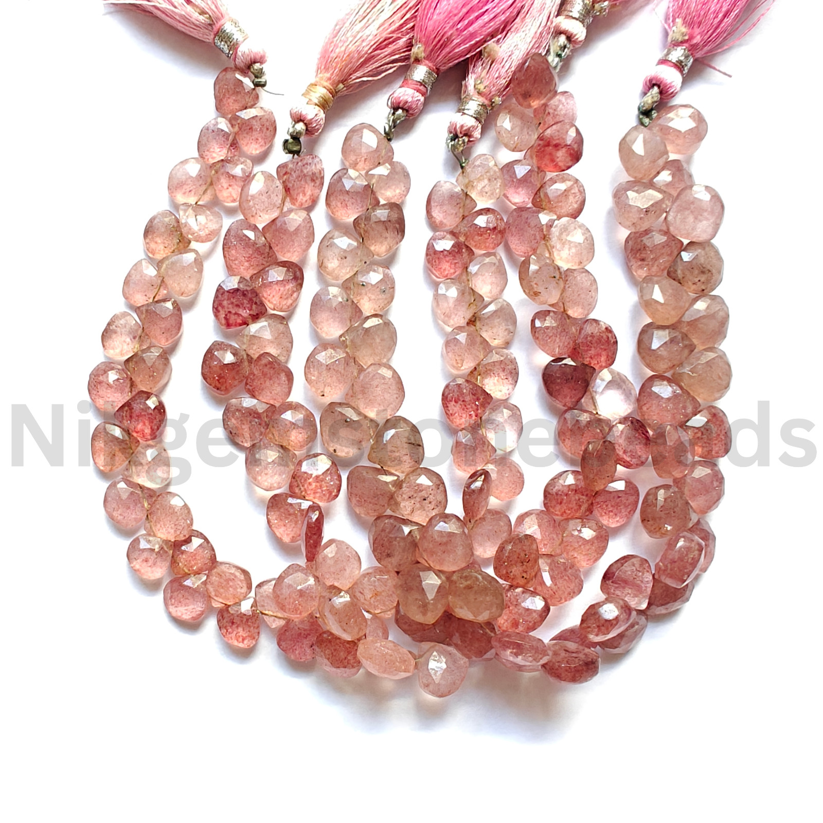 Natural Red Strawberry Beads, Briolette Faceted Heart Cut Stone, 8.00-9.50 MM.