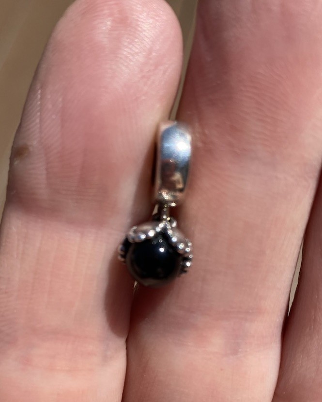Authentic Pandora Onyx Drop Dangle Charm 925 Sterling Silver Ale