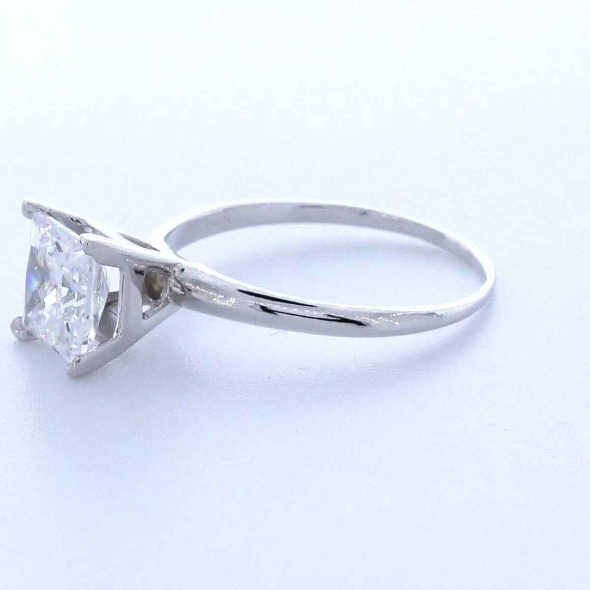 Solitaire Engagement Ring 14K Gold 1.56 Carat Princess Lab-Grown Diamond E VS2