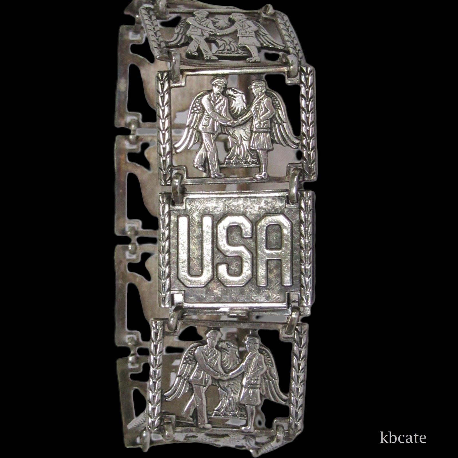 VTG Art Deco Silver Enamel India Souvenir Bracelet Taj Mahal Golden Temple Delhi