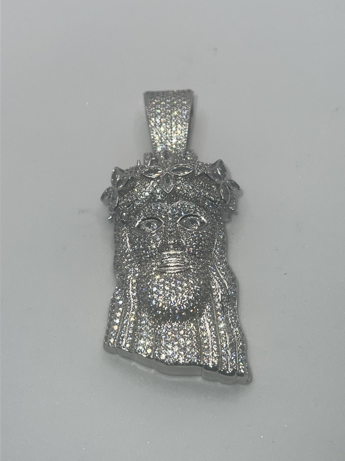 Large VVS1 Moissanite Sterling Silver Iced Flawless D Color Jesus Piece Pendant
