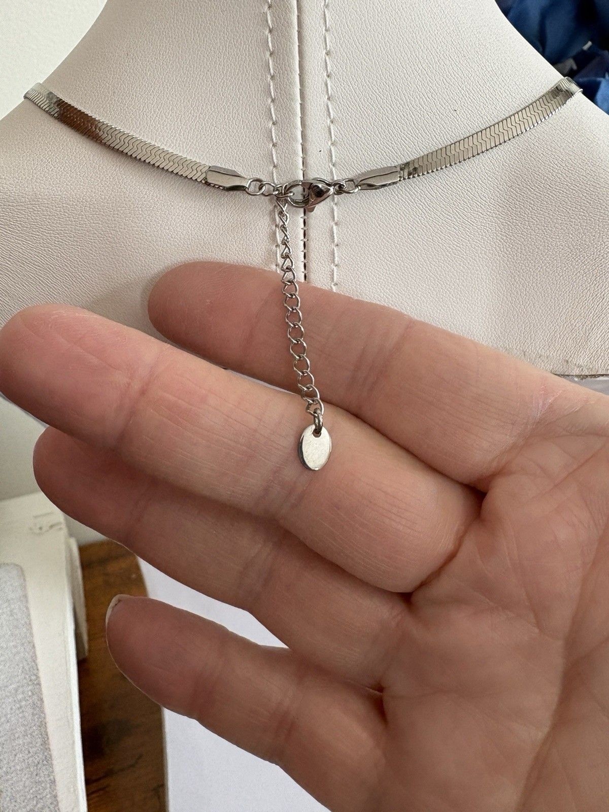Silver Tone Herringbone Necklace NWOT