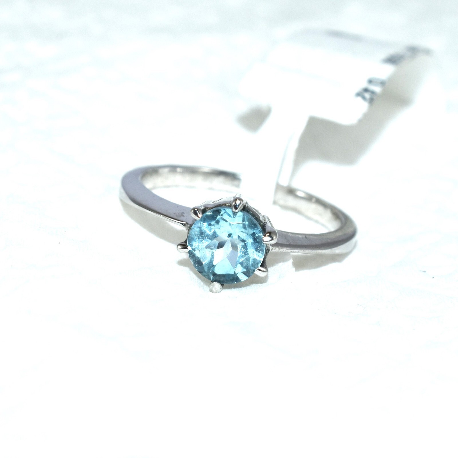 In Demand Round Cut Blue Topaz 925 Silver Ring Prong Setting Unique Silver Ring