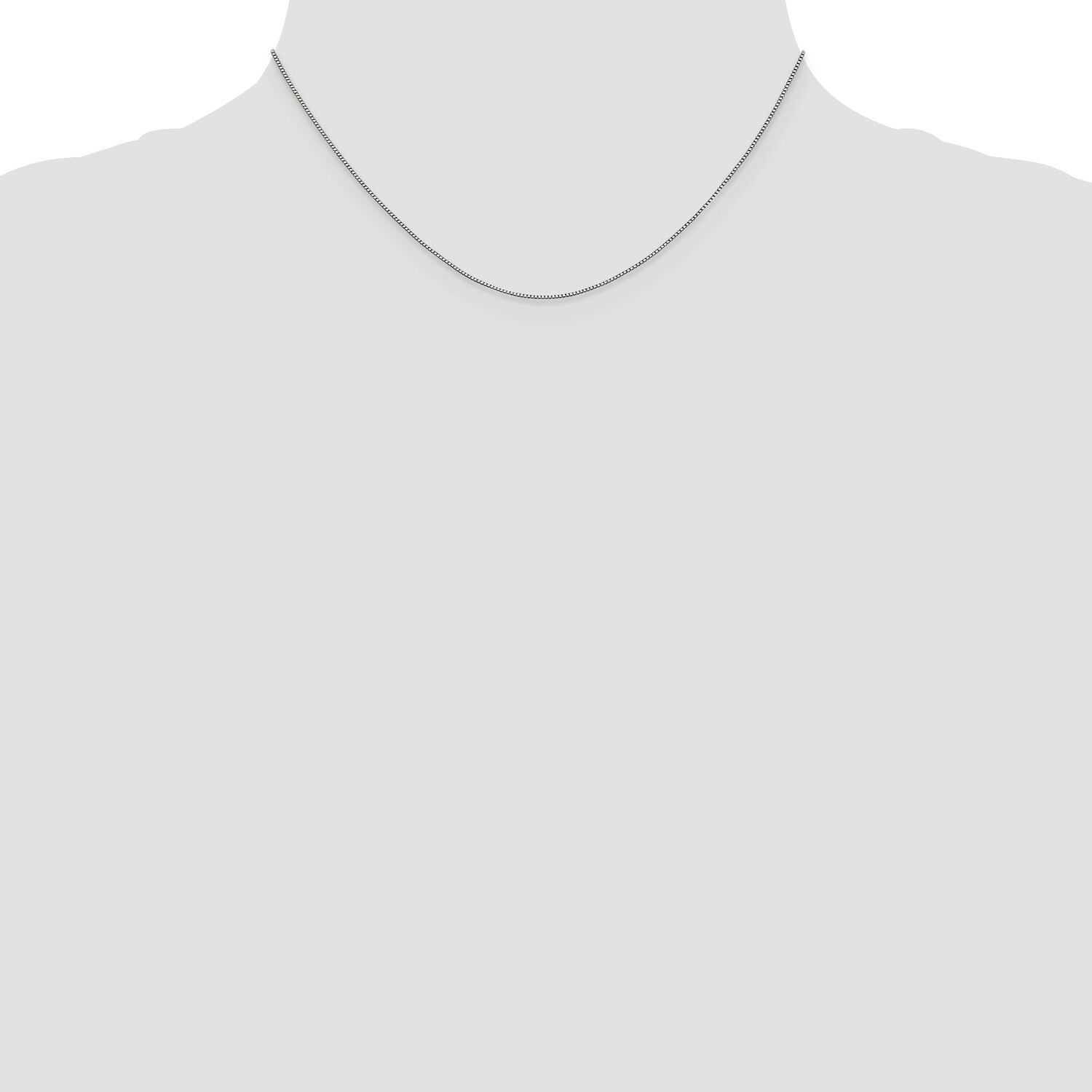 14k White Gold 0.70mm Solid Plain Box Link Chain w/ Lobster Clasp 14″ – 30″