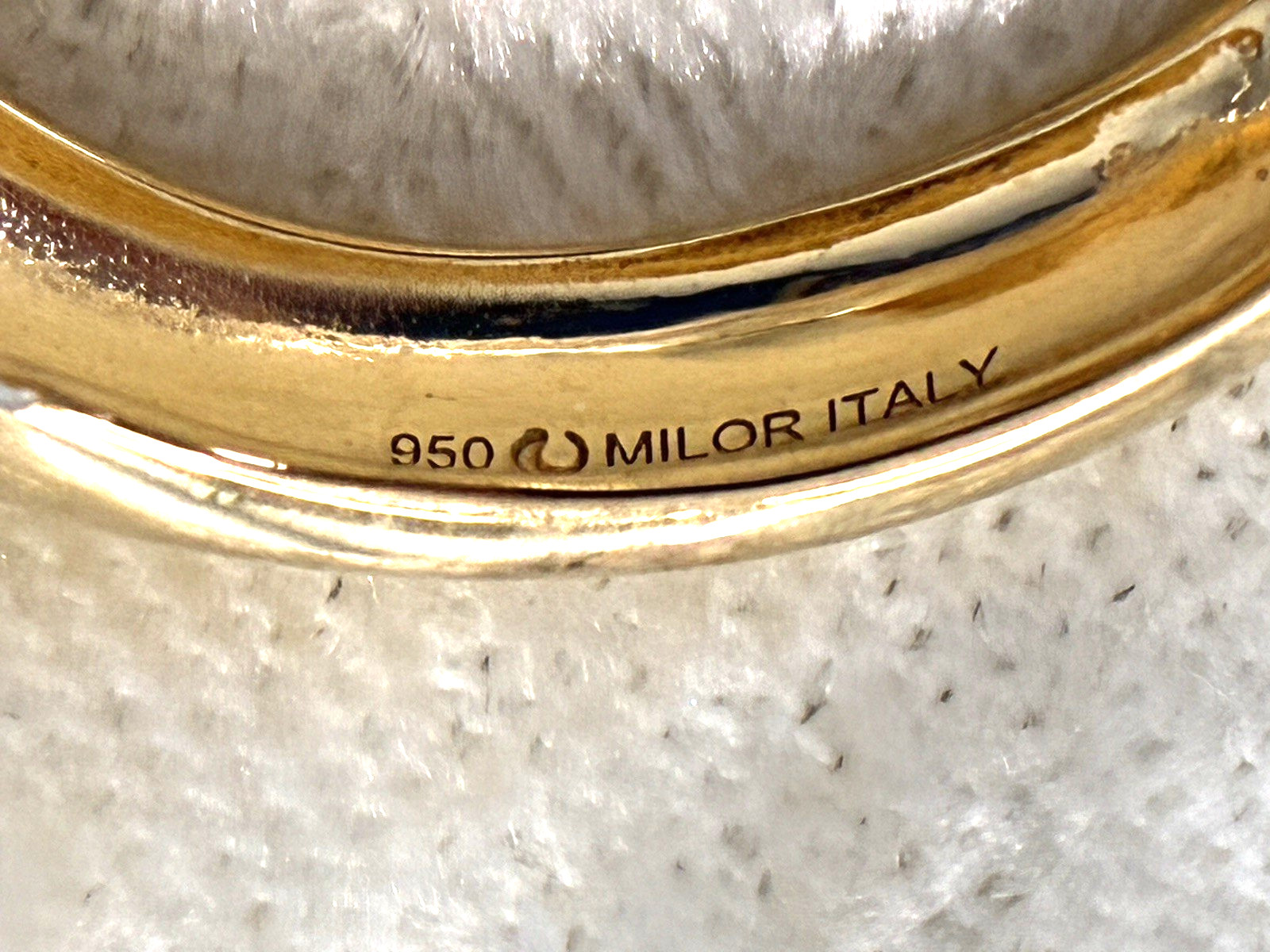 ULTRA FINE 950 SILVER & GOLD PLATED BOLD INTERLOCKING RING, SIZE 11 (M4835-52)