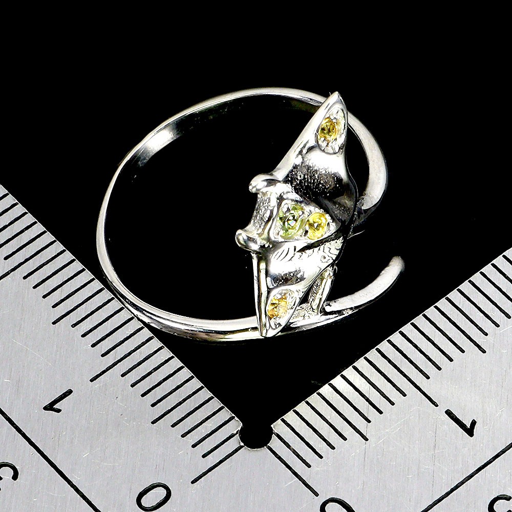 925 Sterling Silver Ring Round Peridot Sapphire Stringray Gemstone Jewelry Sz 8