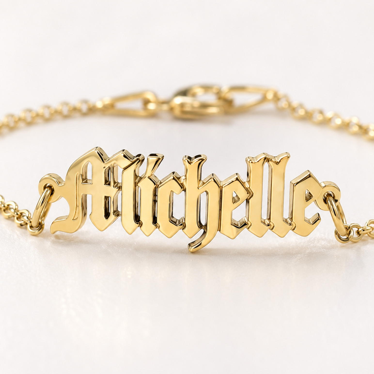 Custom Name Bracelet Old English Font Personalized Handmade Gift for Her