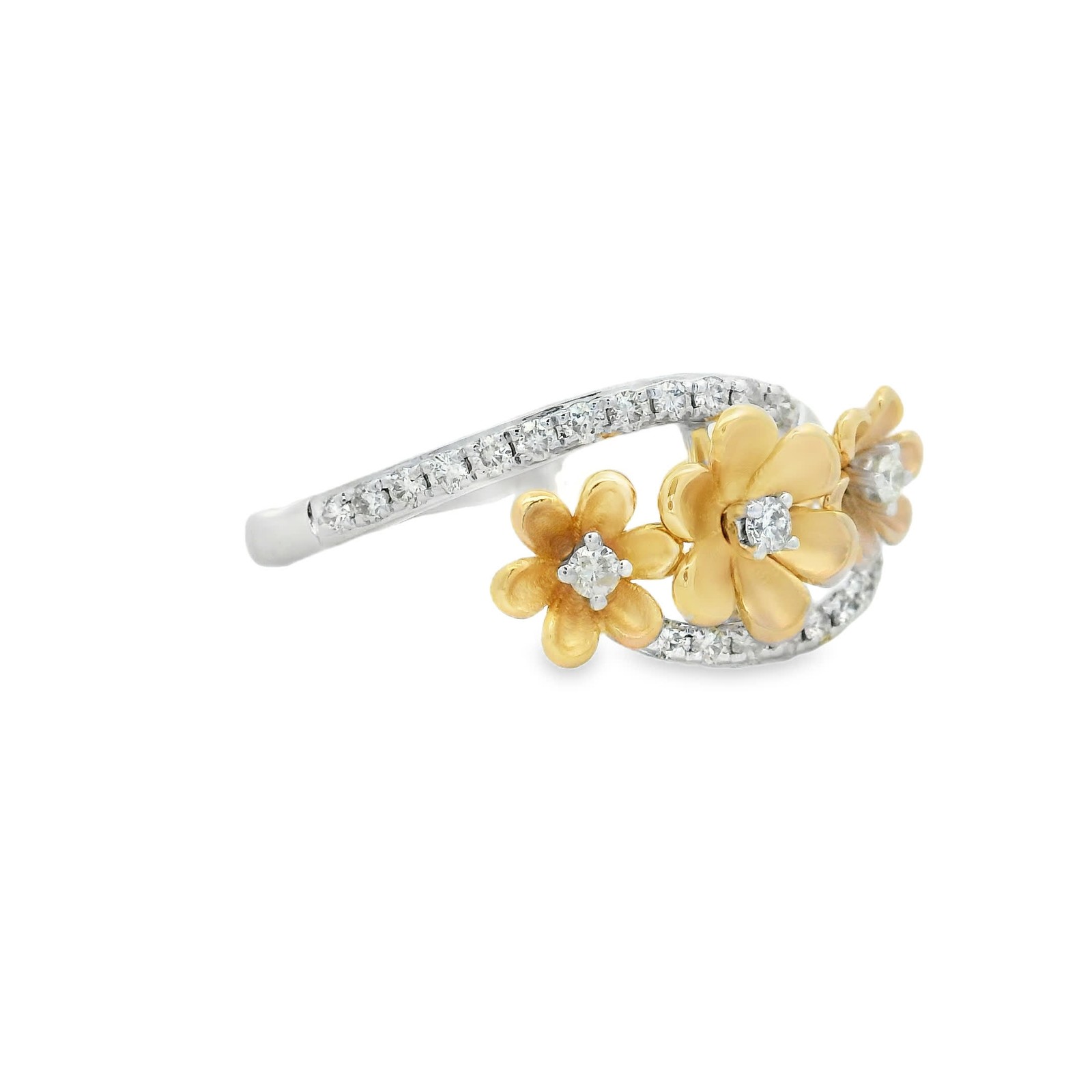 0.23ct Natural 27-Diamond Pavé Ring, 14k Multi-Tone Gold, Size 7