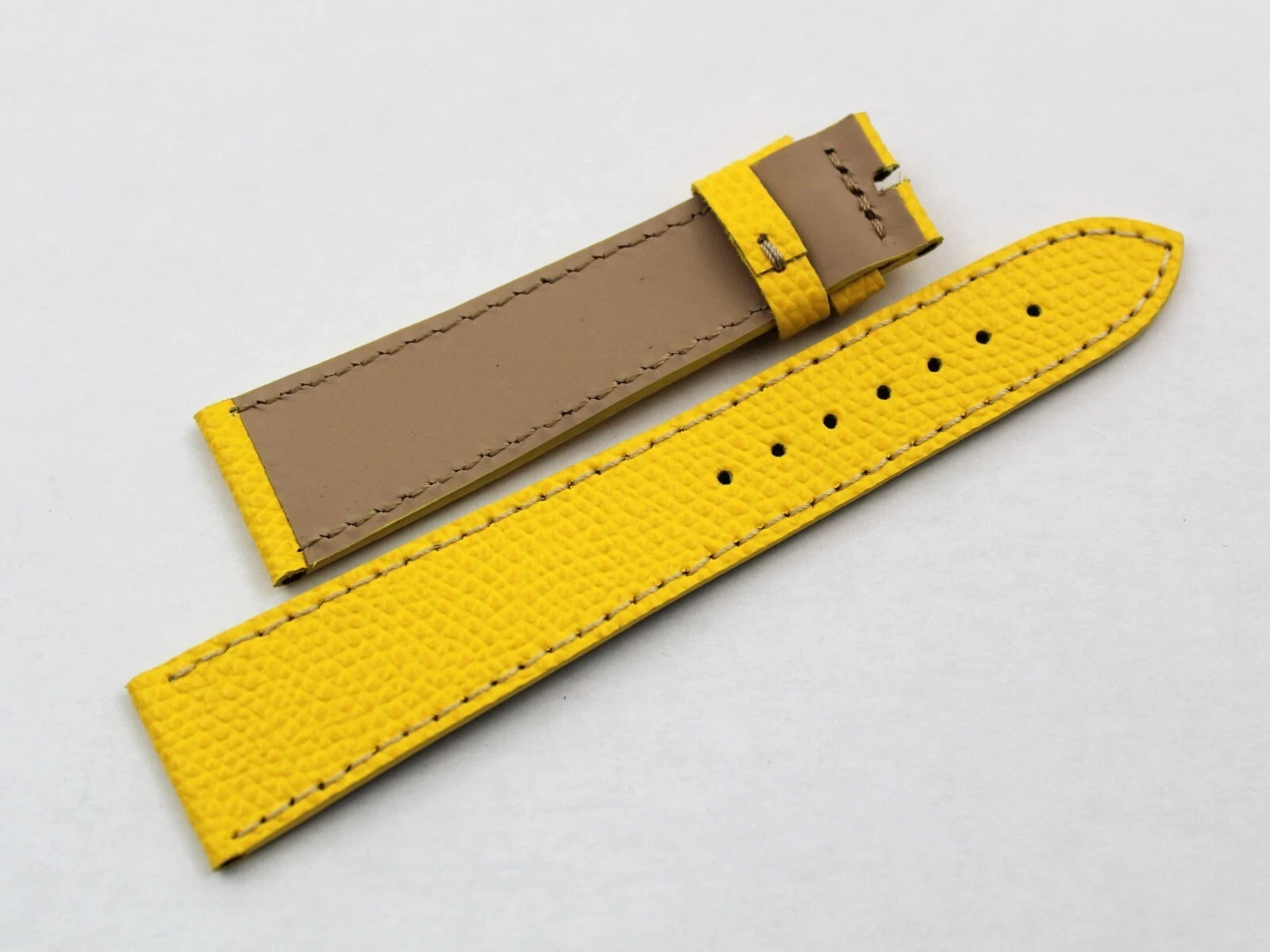 Handcrafted Genuine Hammered Leather Strap Yellow Flat Various Sizes Accessories