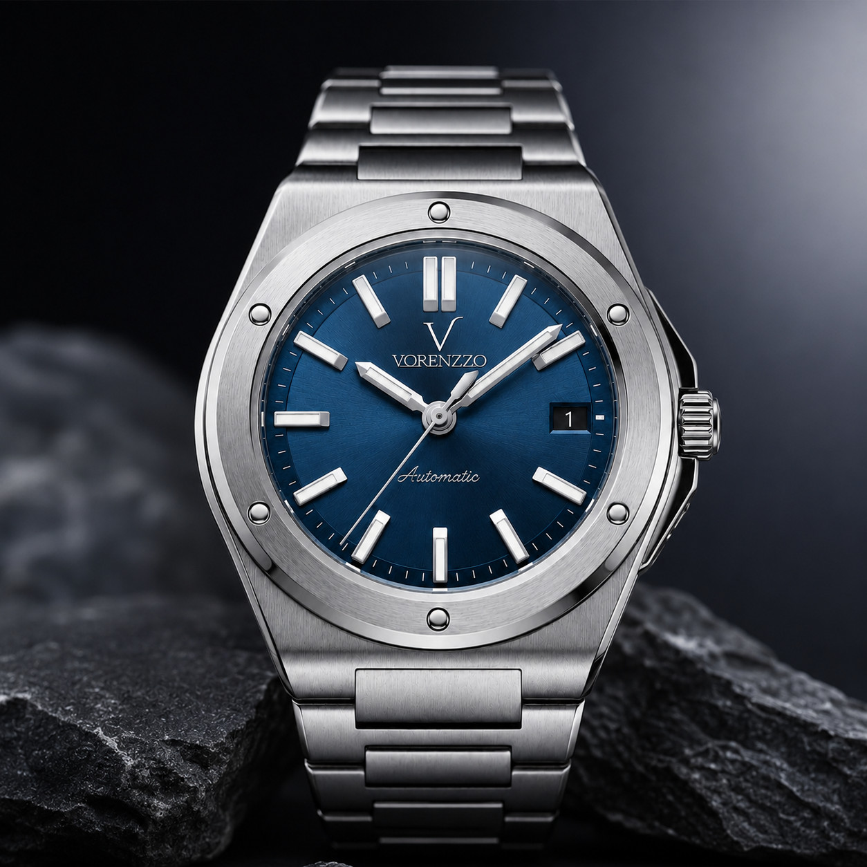 VORENZZO NH35 Automatic Watch Blue Dial Sapphire Crystal Steel Bracelet