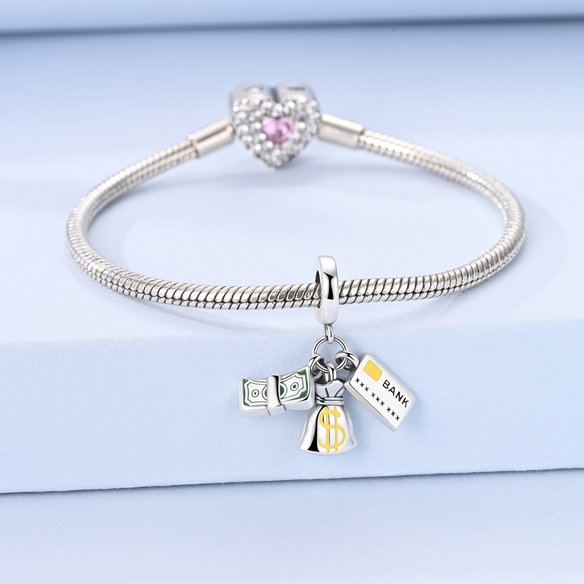 MULA 925 Sterling Silver Charm Wealth Three in One Pendant for Women Bracelet