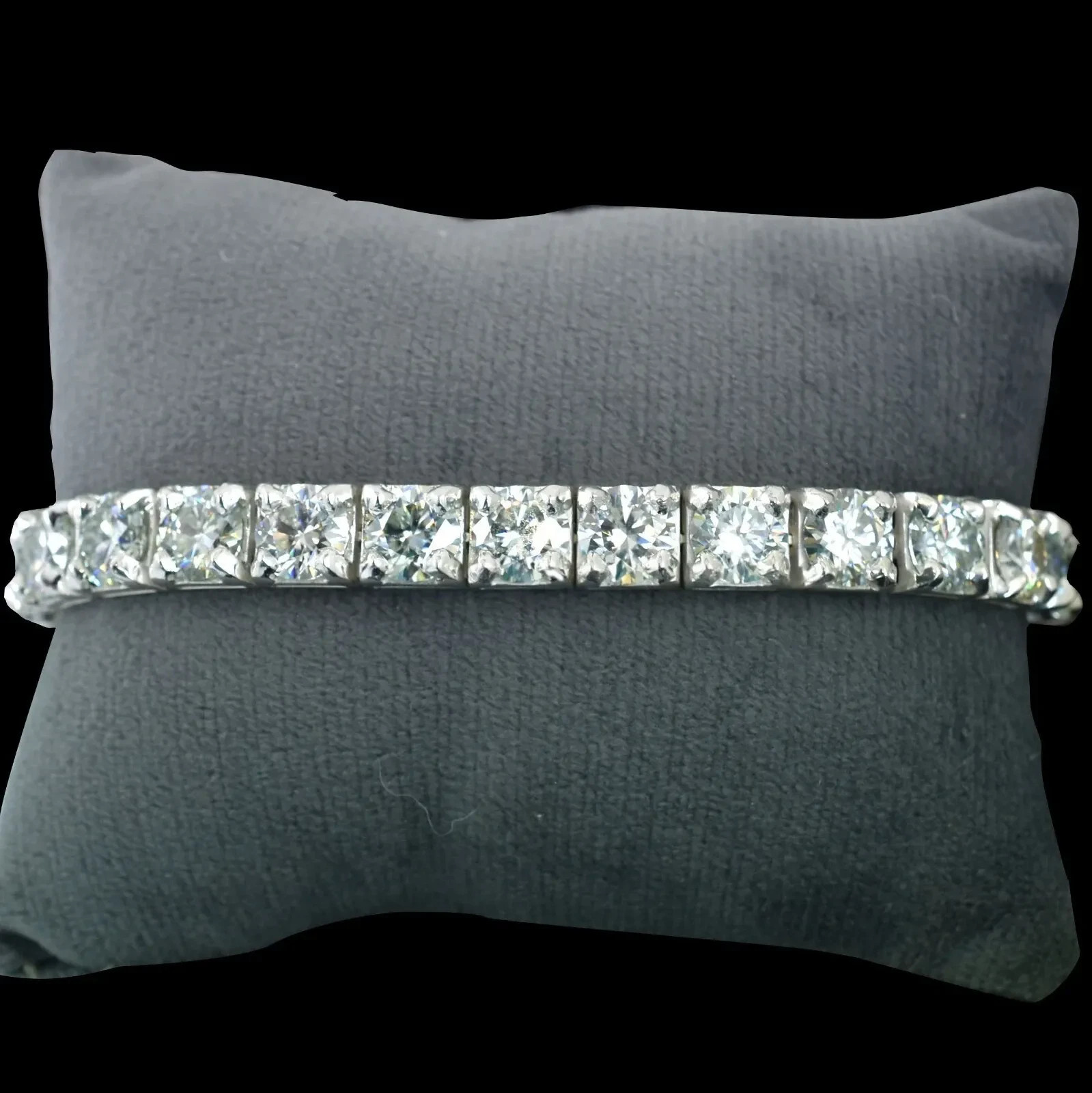 RARE 40 Ct Certified 8mm White Diamond Men Tennis Bracelet, 8 Inches,925 Silver.