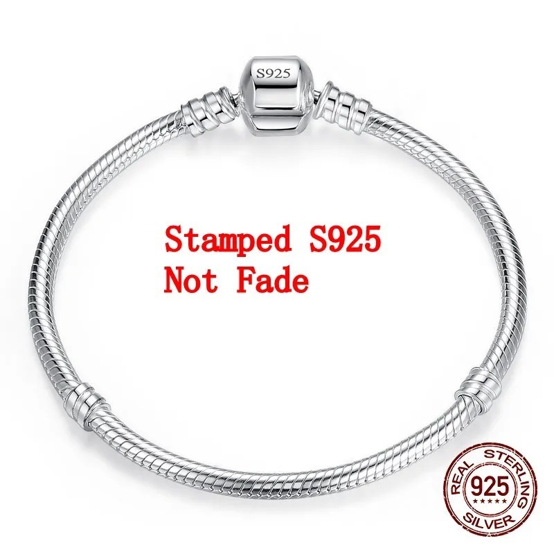 925 Sterling Silver Snake Chain Bracelet Women Smooth Charm Jewelry Handmade