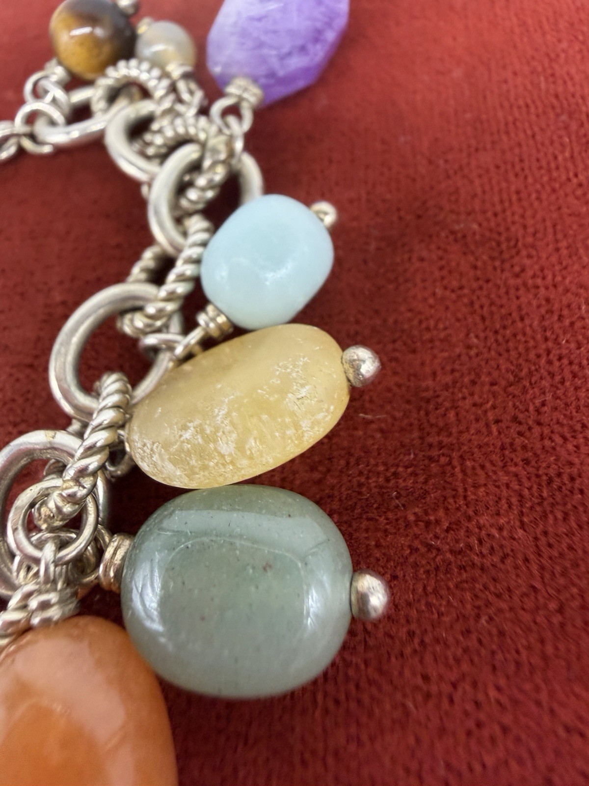 Vintage JB Sterling Silver 925 Multi Gemstone Cha Cha Charm Bracelet